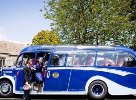 Vintage Blue Bus for wedding hire in Alfreton